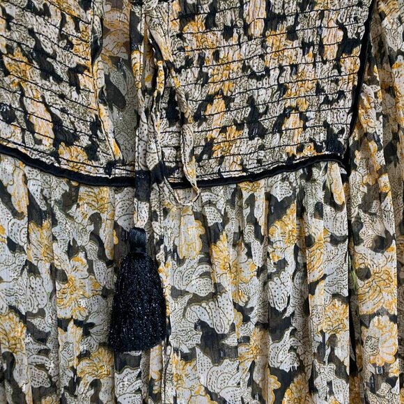 Free People Free Swinging Metallic Thread Floral Print Chiffon Mini Dress - Picture 6 of 9